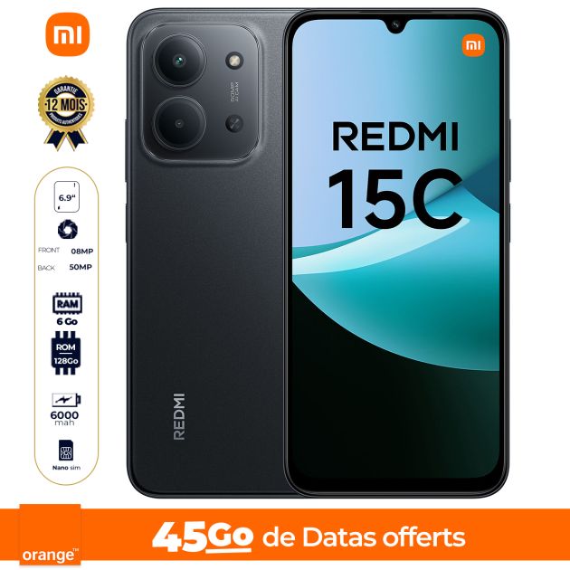 Xiaomi Redmi 15C – 128 Go – 4Go RAM - 6.9" – 50MP/8MP – 6000mAh